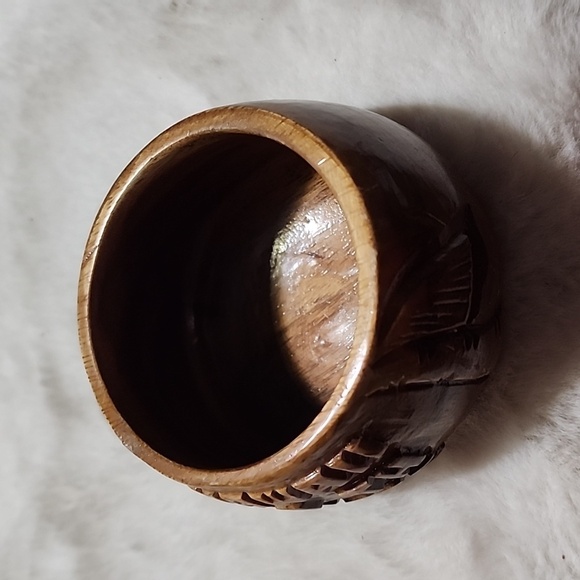 VINTAGE TIKI WOOD HAWAIIAN  GOBLET HAND CARVED. - Picture 4 of 5